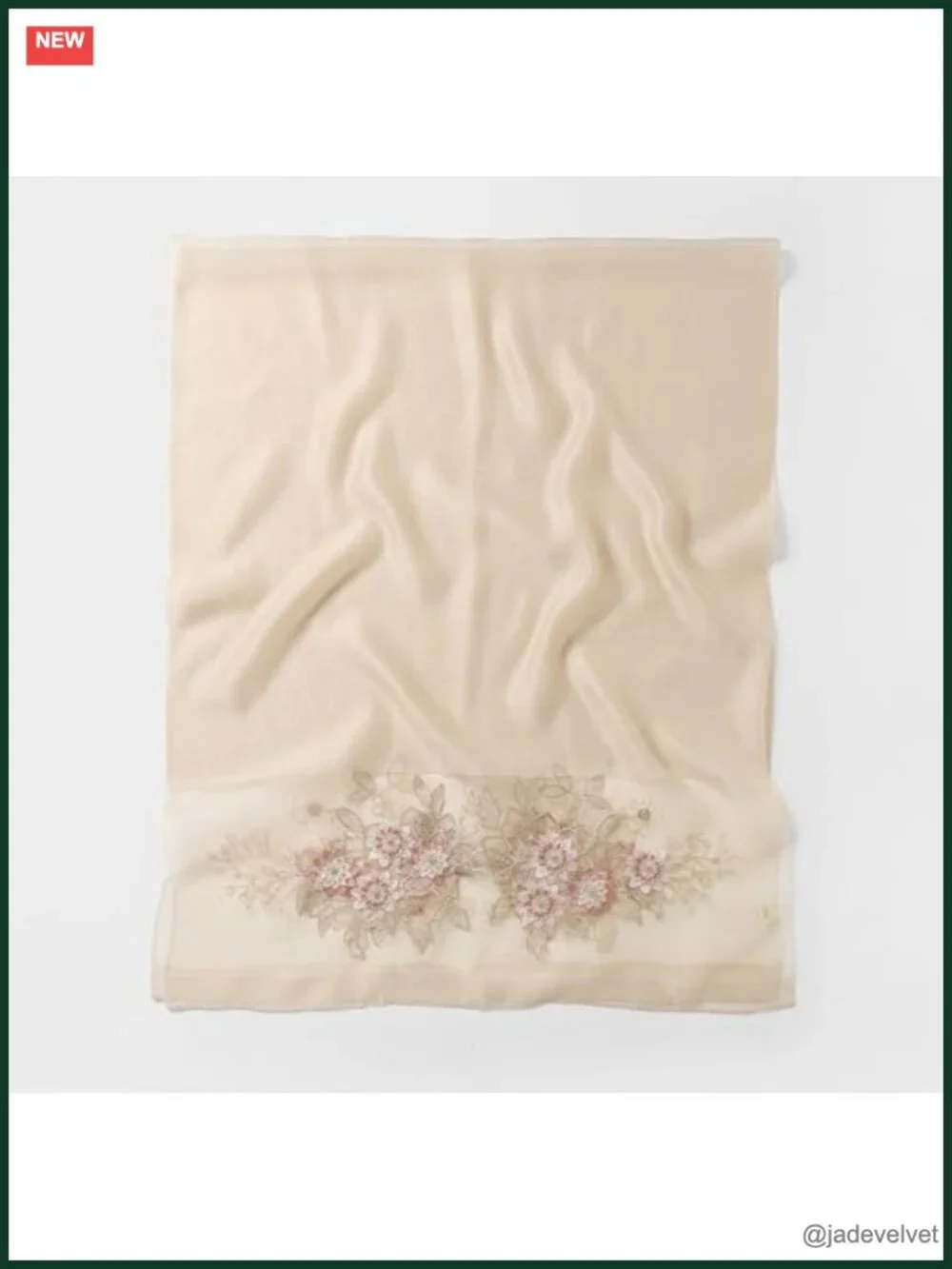 Silk Blend Floral Embroidered Shawl, Lightweight Wrap for Parties